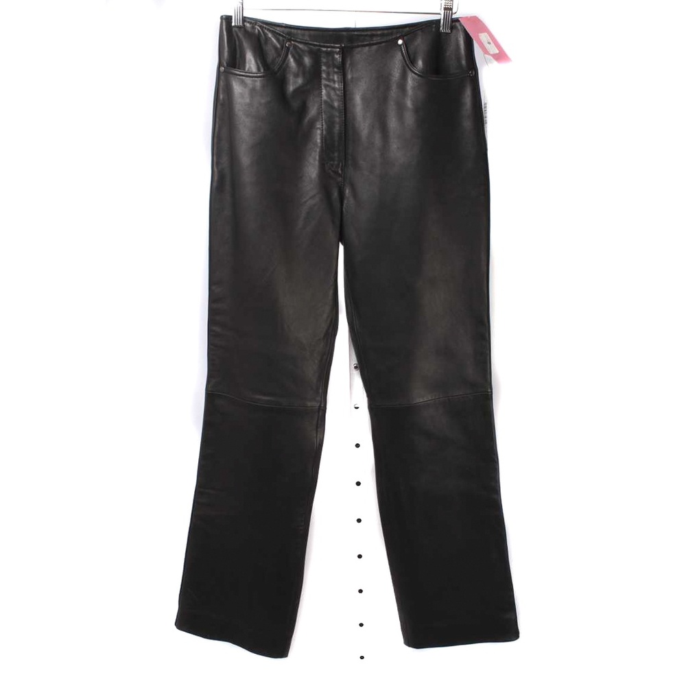 BILL BURNS Black Leather Straight High Waist Pants Size 6 NWT $448